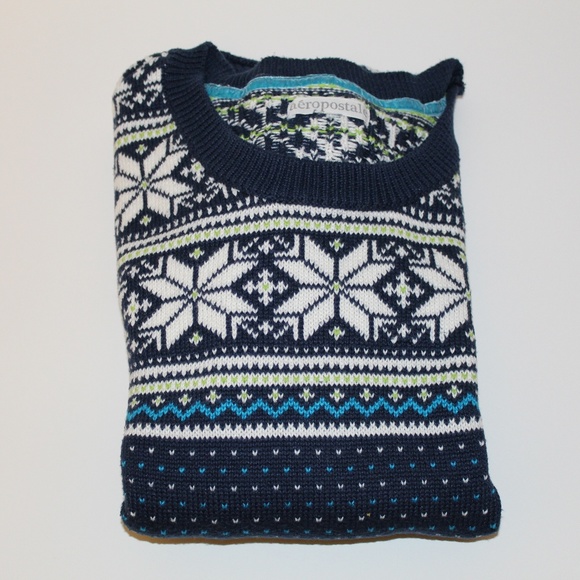 Aeropostale Sweaters - AEROPOSTALE FAIR ISLE NAVY/WHITE SWEATER BNWOT